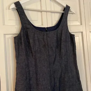 Talbots 100% linen denim look seamed fitted tank dress 8 thumbnail 4