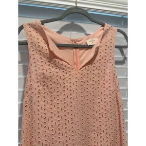 Everly Feminine Floral Eyelet‎ Detail Coral Light Pink Spring Sun Dress Size M thumbnail 2