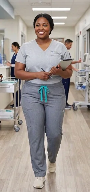Figs Heather Gray Track Pants with Teal Drawstring thumbnail 1