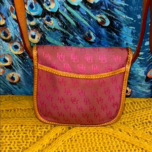 Vintage Y2K Pink Canvas Monogram and Leather Dooney & Bourke Crossbody Bag thumbnail 4