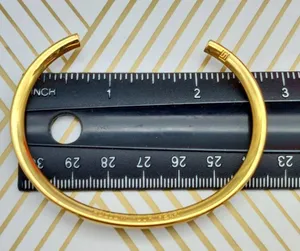 Gold Tone Signed Cuff Bracelet Well Made Engraved Follow Your Heart thumbnail 12