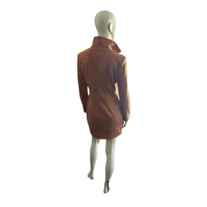 Oyrosy Vintage Western Style Embroidered Tassel LS Suede Mini Dress Brown L NWT thumbnail 8