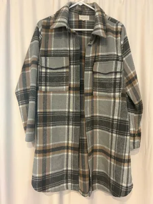 Plaid long jacket Gray Size M thumbnail 1