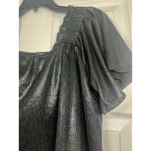 Queen of Sparkles Size Med Black Metallic Pebble Flutter Top Cropped thumbnail 5