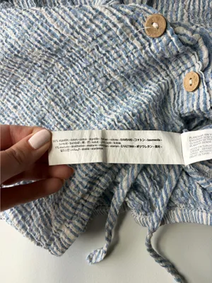 Zara Blue Striped Cotton Cropped Top Sz XS thumbnail 3