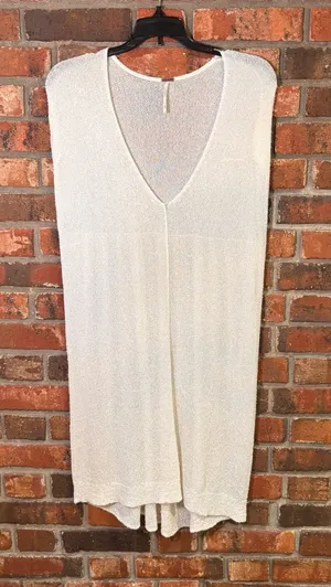 Free people womens sleeveless knit sweater tunic beach cover-up cream S thumbnail 1