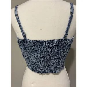 Social Tourist Abercrombie Denim Lace Up Cropped Corset Top Sz M Women’s thumbnail 5