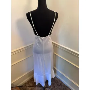 Vintage Maxi Nightgown Lace Trim Front Slit Slip Dress Coquette Bridal Lingerie thumbnail 6