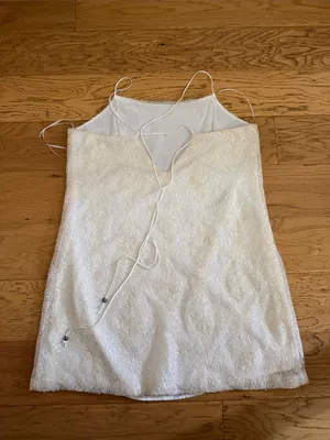 NWOT - S -Free People ivory Sequined mesh Overlay Spaghetti Strap mini dress thumbnail 4