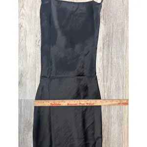ASOS DESIGN Black Satin Lace Up Back Maxi Slip Dress Square Neck US 6‎ UK 10 thumbnail 7