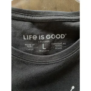 Life is Good Crusher Tee Womens Size L Gray Diversified Portfolio Cotton Graphic thumbnail 4