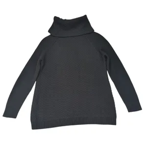 Talbots Womens L Black Sweater Ribbed Knit‎ Asymmetric Zip Funnel Neck Pullover thumbnail 2