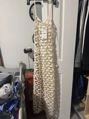 ZARA Crochet Dress Maxi Knit thumbnail 7