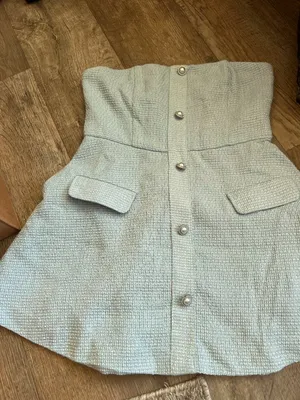 MORE TO COME Anwen Mini Dress in Baby Blue Large New Womens Tweed Aline thumbnail 5