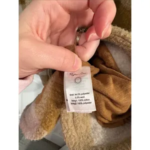 Rylee + Cru Tan and Cream Plaid Wool Sherpa Shacket Coat thumbnail 5