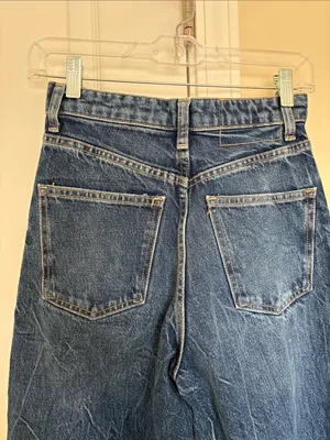 ZARA Wide Leg Distressed Jeans Size 2 dark wash thumbnail 10