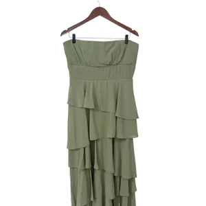 Lulus Gorgeous Essence Sage Strapless Tiered Maxi Dress size Large NWT thumbnail 6