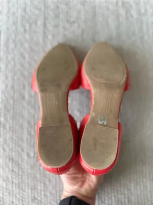 Jones New York Red Perforated Leather Pointed Toe Flats Size 6 thumbnail 3
