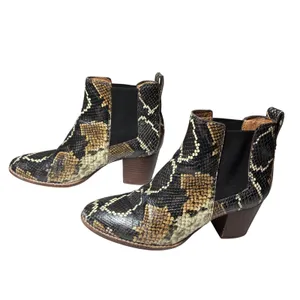 Western Snakeskin Embossed Leather Block Heel Ankle Boots Madewell 7.5 thumbnail 9