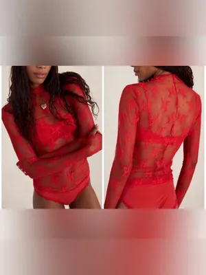 NWT Free People Intimately Lady Lux Layering Top - red racer flame - XS thumbnail 2