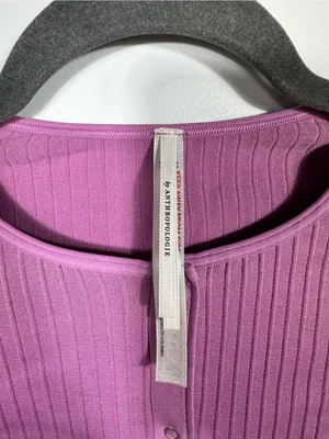 Anthropologie‎ Velvet Ribbed Cropped Cardigan Top Pink Snap Front XXS XS thumbnail 7