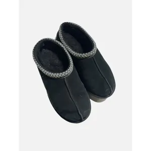 UGG Tasman Slippers Women 6 Black‎ Suede Embroidered Braid Slip On Comfort Cozy thumbnail 2