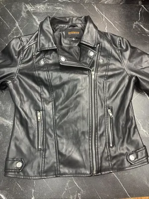 Ambiance Cropped Black Faux Leather Moto Jacket Medium Asym Zip BNWOT thumbnail 3