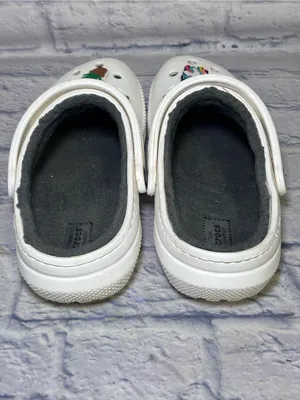 CROCS Classic Lined Clogs Shoes M 8 /W 10 White Fleece Slip On With Jibbitzs thumbnail 6
