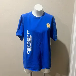 Carhartt Unisex XL Blue Crew Neck T-Shirt Spellout Logo Skull Graphic thumbnail 2