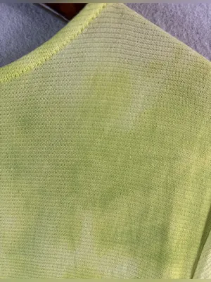 Avenue 14/16 Fine Mesh Nylon Neon Lime Short Sleeve Square Neck Blouse Top thumbnail 2
