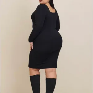 NWT Foxy Square Neck Long Sleeve Bodycon Mini Dress Black Size 2X thumbnail 2