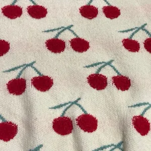 Cider Crewneck Pullover Cherry Chunky Knit Sweater Whimsical Cottagecore Cozy thumbnail 3