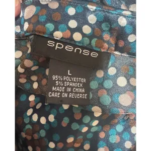Spense Womens Blue Polka Dot Confetti Satin Sleeveless Blouse Top Large Pleated thumbnail 5