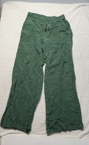 Young Fabulous & Broke Green Linen Blend Wide Leg Seam Front Pants M thumbnail 1