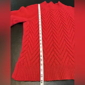 Chaps Red Cowl Neck Cable Knit Sweater Size M thumbnail 9