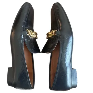 Tory Burch Jessa Black Leather Horsebit Horsehead Loafers Gold Size 8 thumbnail 7