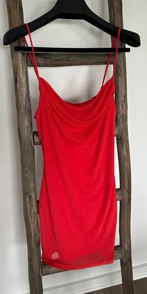 Forever 21 Bright Red Draped Slip Dress / XS-Small thumbnail 1