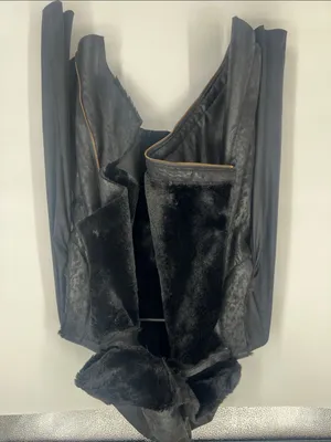 GEORGIE" black soft faux-fur metallic faux fur jacket hoodie Moto jacket thumbnail 8