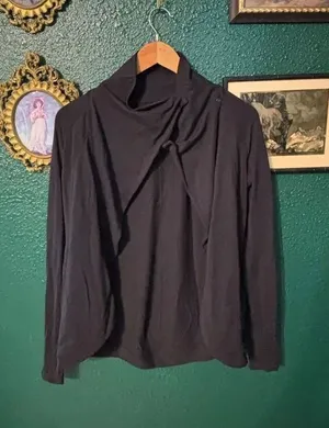 Lululemon Rulu Rally Wrap Women 4 Black Snap Neck Open Cardigan Cozy Stretch thumbnail 1