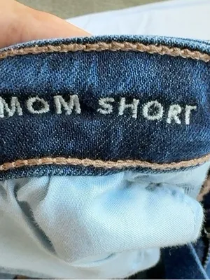 American Eagle Mom Short Size 12 High Rise Blue Stretch Denim Frayed Hem Shorts thumbnail 11