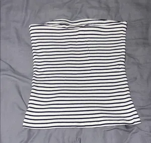 Express Black and White Strapless Top thumbnail 2