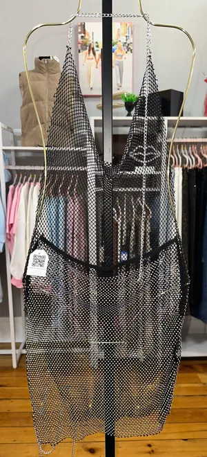 Nasty Gal Rhinestone Black Cowl Neck Mini Dress/cover Up thumbnail 2
