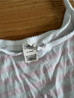 Frankie's Bikinis Striped Spaghetti Strap Tank Top in White and Light Pink thumbnail 2