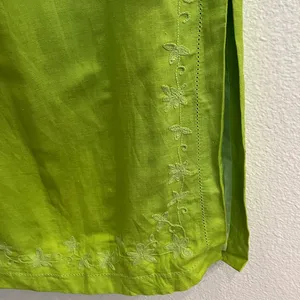 Vintage 90’s Jessica Howard Green Linen Embroidered Midi Dress 8 thumbnail 7