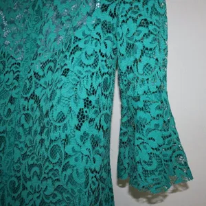 ZARA Lace Dress Sz XS Flower Patterns Green with matching slip thumbnail 11