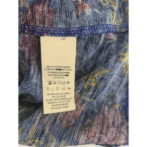 Free People Ruffle Front Top Womens S Blue Floral 3/4 Sleeve Knit‎ Keyhole Back thumbnail 4