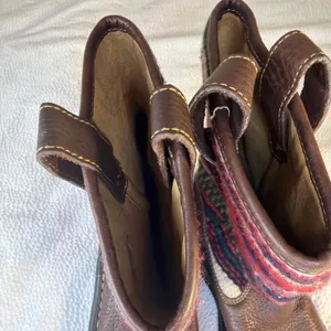 BORN Brown Leather Kilim Woven Blanket Shaft Western Mid High Boot Size 7 thumbnail 4