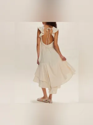 NWOT Free People Free-Est Aquamarine Maxi Dress - Tea neutral cream - Medium thumbnail 4