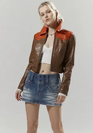 Urban Outfitters Silence + Noise Mariah Faux Leather Western Jacket thumbnail 1