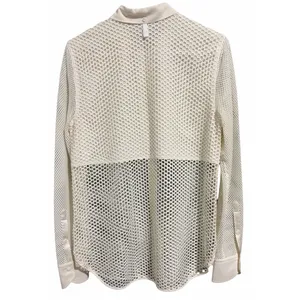 Rag & Bone Luna Mesh Silk Blend Shirt Bone Women's Size Medium thumbnail 2